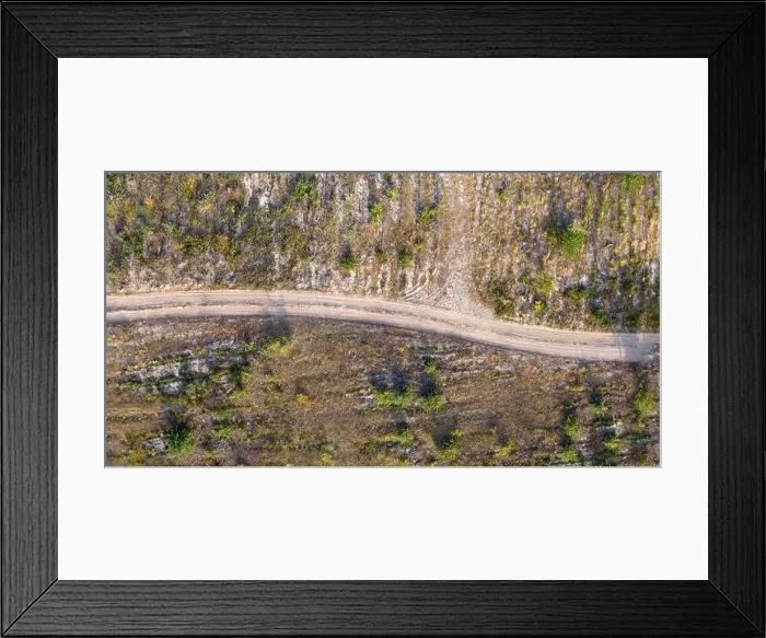 Framed Print : country road, view from above, aerial view Framed Print : country road, view from above, aerial view