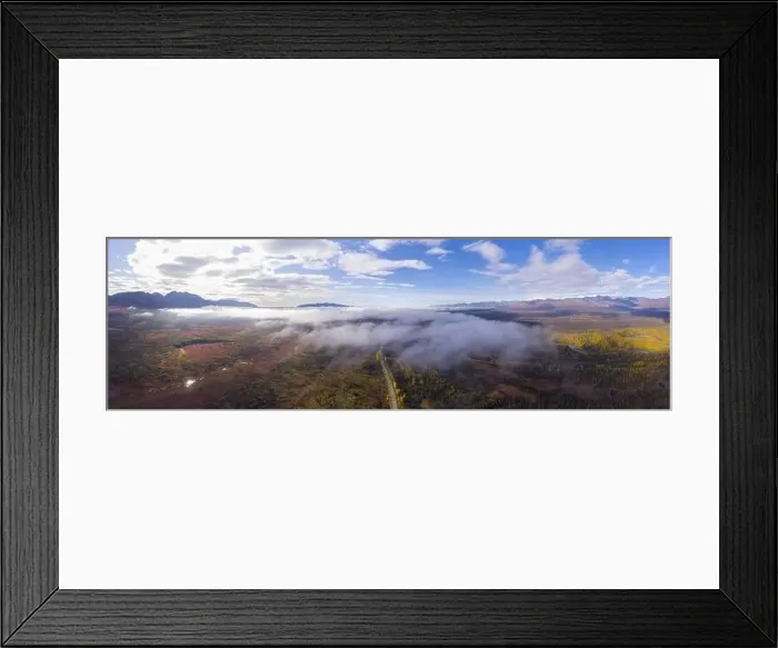 Framed Print : Denali and Alaska Range mountains and Alaska Route 3 aka George Parks Highway aerial view in fall Framed Print : Denali and Alaska Range mountains and Alaska Route 3 aka George Parks Highway aerial view in fall