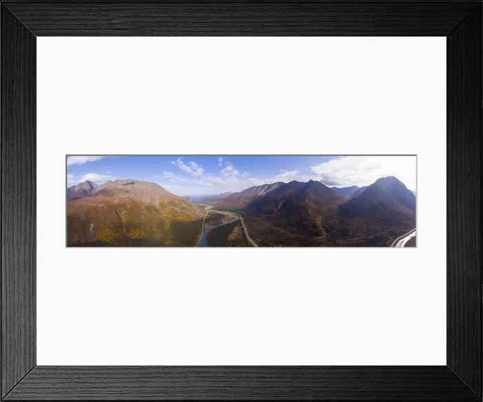 Framed Print : Denali National Park, Nenana River and Alaska Route 3 aka George Parks Highway aerial view in fall Framed Print : Denali National Park, Nenana River and Alaska Route 3 aka George Parks Highway aerial view in fall