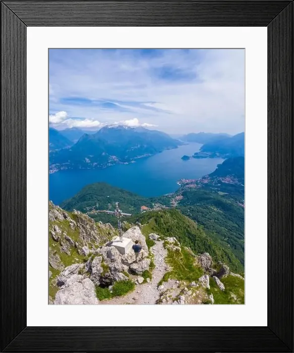 Framed Print : Aerial view of Lake Como and Tremezzina from the top of Mount Grona over Menaggio Framed Print : Aerial view of Lake Como and Tremezzina from the top of Mount Grona over Menaggio