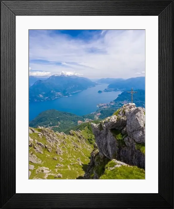 Framed Print : Aerial view of Lake Como and Tremezzina from the top of Mount Grona over Menaggio Framed Print : Aerial view of Lake Como and Tremezzina from the top of Mount Grona over Menaggio