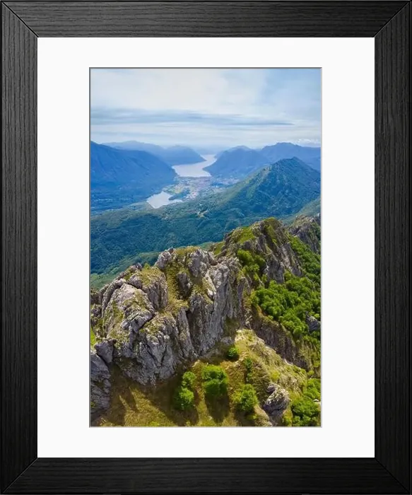 Framed Print : Aerial view of Lake Lugano (Lake Ceresio) from the top of Mount Grona over Menaggio Framed Print : Aerial view of Lake Lugano (Lake Ceresio) from the top of Mount Grona over Menaggio