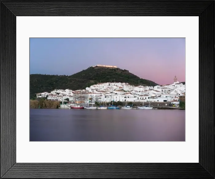 Framed Print : Sanlucar de Guadiana in Spain and Alcoutim in Portugal with sail boats on Guadiana river Framed Print : Sanlucar de Guadiana in Spain and Alcoutim in Portugal with sail boats on Guadiana river
