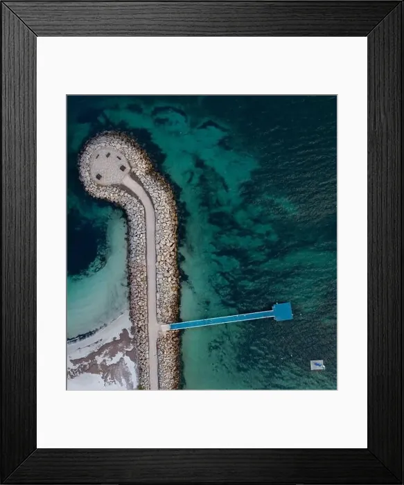 Framed Print : Overhead view of a stone jetty in Esperance Western Australia Framed Print : Overhead view of a stone jetty in Esperance Western Australia