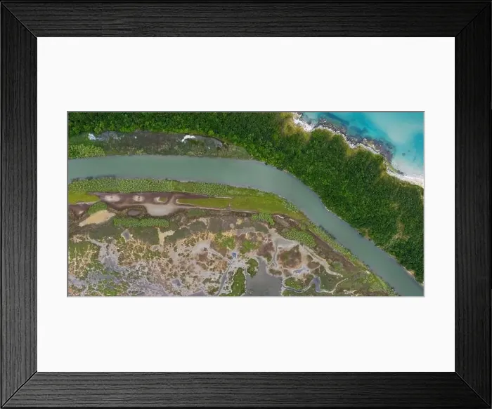 Framed Print : Aerial view of a river around the sea coast