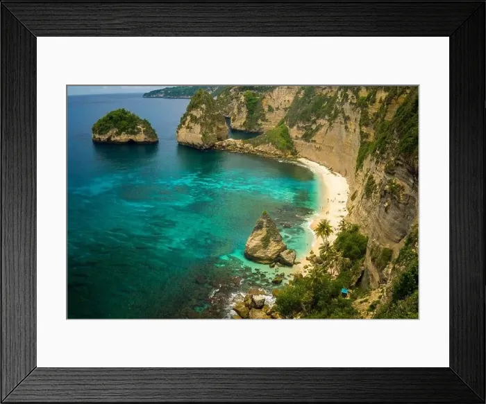 Framed Print : beautiful aerial view of tropical paradise beach and rock cliff with amazing turquoise sea water Framed Print : beautiful aerial view of tropical paradise beach and rock cliff with amazing turquoise sea water