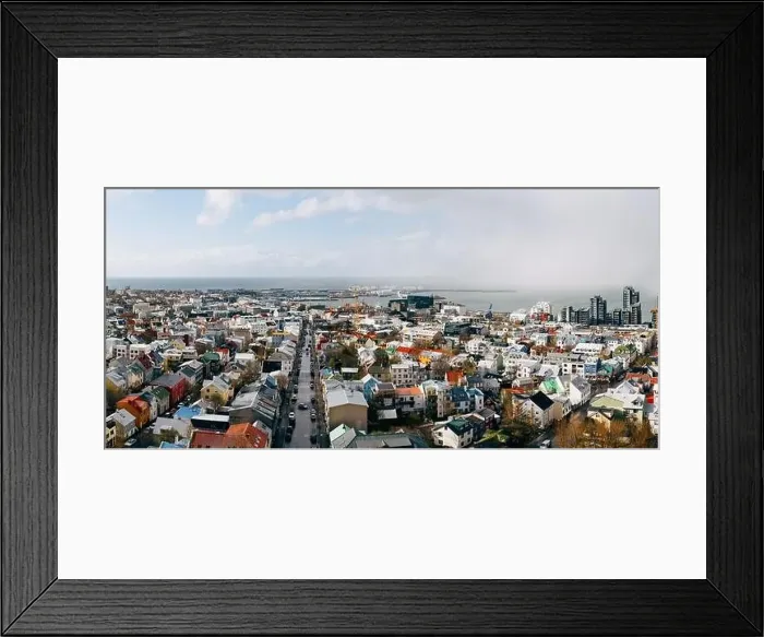 Framed Print : Beautiful wide-angle aerial view of Reykjavik Framed Print : Beautiful wide-angle aerial view of Reykjavik