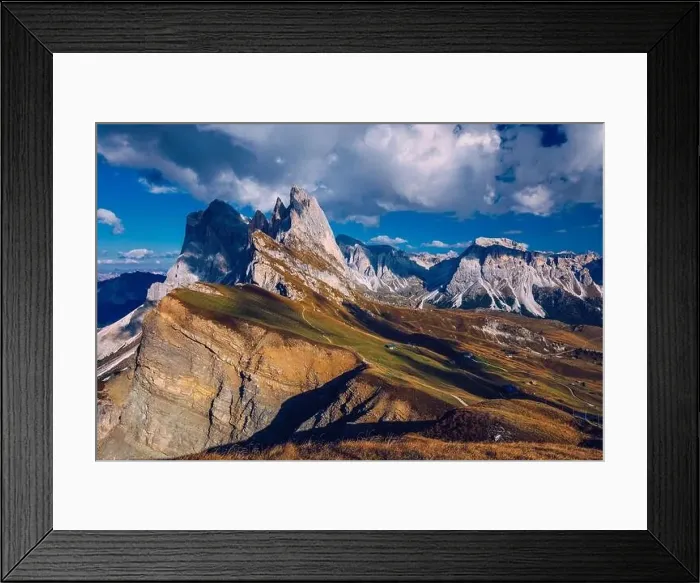 Framed Print : Seceda in autumn in South Tyrol in the Alps of North Italy Framed Print : Seceda in autumn in South Tyrol in the Alps of North Italy