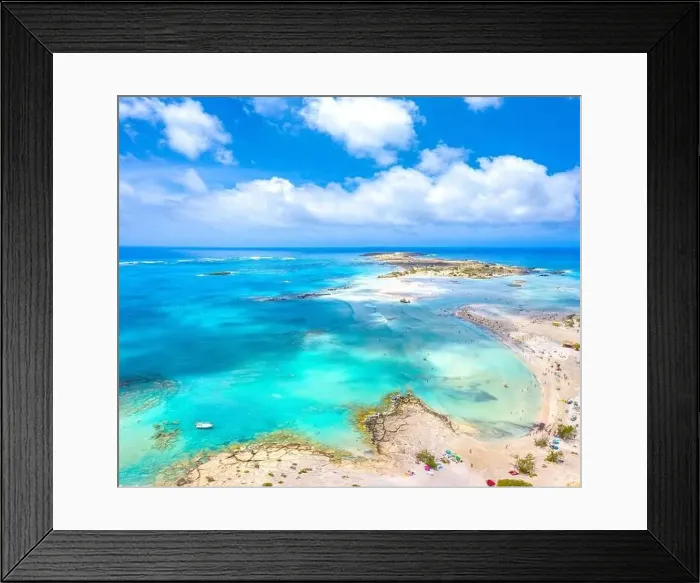 Framed Print : Tropical sandy beach with turquoise water, in Elafonisi, Crete, Greece Framed Print : Tropical sandy beach with turquoise water, in Elafonisi, Crete, Greece