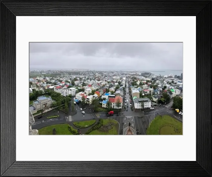 Framed Print : Beautiful wide-angle aerial view of Reykjavik Framed Print : Beautiful wide-angle aerial view of Reykjavik