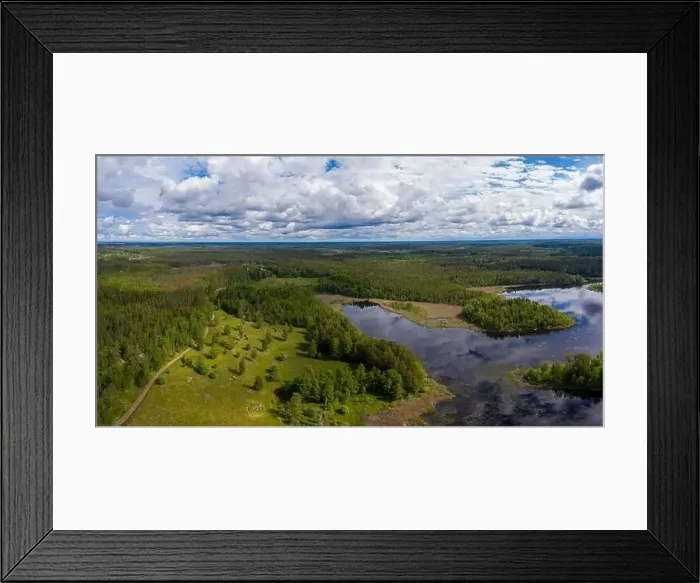 Framed Print : Boxholm in Sweden, panorama of a forested region Framed Print : Boxholm in Sweden, panorama of a forested region