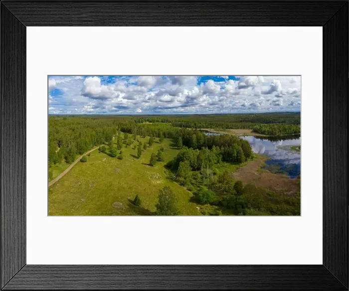 Framed Print : Boxholm in Sweden, panorama of a forested region Framed Print : Boxholm in Sweden, panorama of a forested region