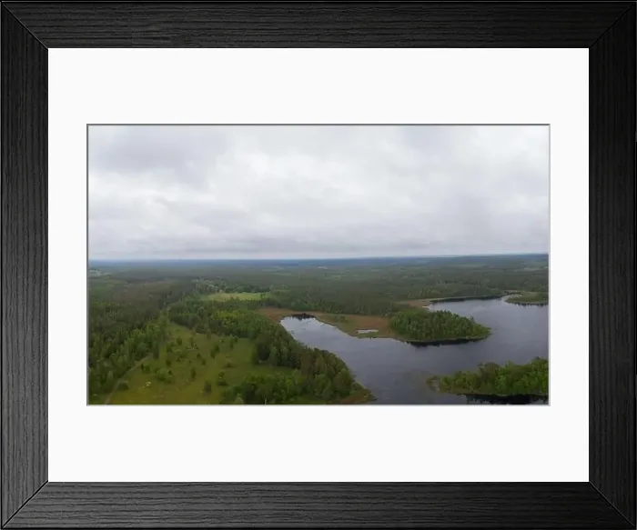 Framed Print : Boxholm in Sweden, panorama of a forested region and Arrebo lake Framed Print : Boxholm in Sweden, panorama of a forested region and Arrebo lake