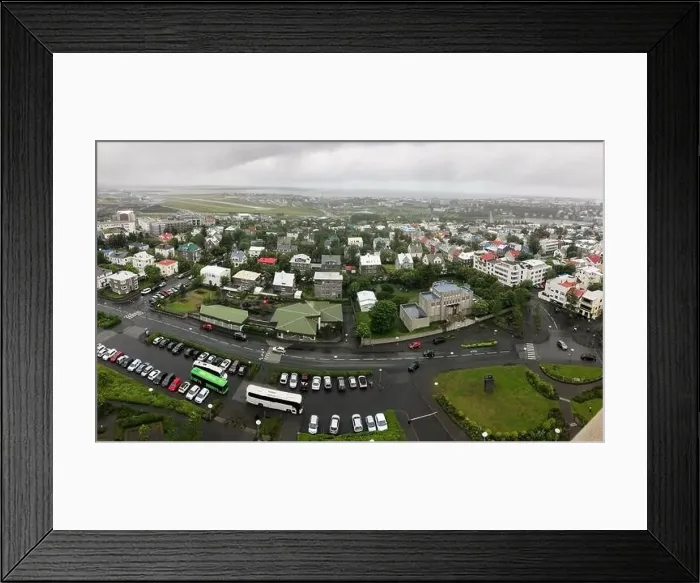 Framed Print : Beautiful wide-angle aerial view of Reykjavik Framed Print : Beautiful wide-angle aerial view of Reykjavik