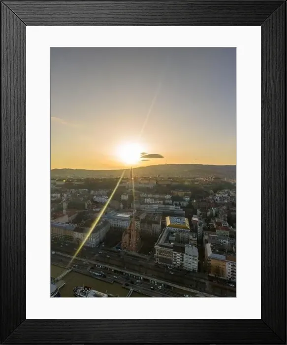 Framed Print : Aerial drone shot of Fisherman's Bastion on Buda Hill in Budapest sunset Framed Print : Aerial drone shot of Fisherman's Bastion on Buda Hill in Budapest sunset
