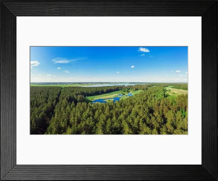 Framed Print : Aerial view of forest lake Framed Print : Aerial view of forest lake