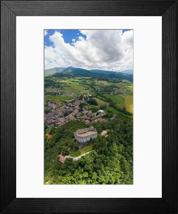 Framed Print : Aerial view of the Castello dal Verme in Zavattarello town Framed Print : Aerial view of the Castello dal Verme in Zavattarello town