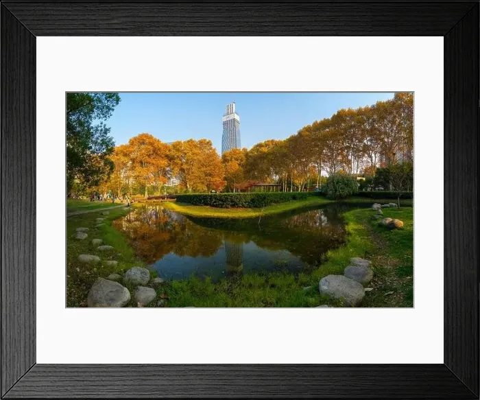 Framed Print : Liberation Park late autumn aerial scenery in Wuhan, Hubei, China Framed Print : Liberation Park late autumn aerial scenery in Wuhan, Hubei, China