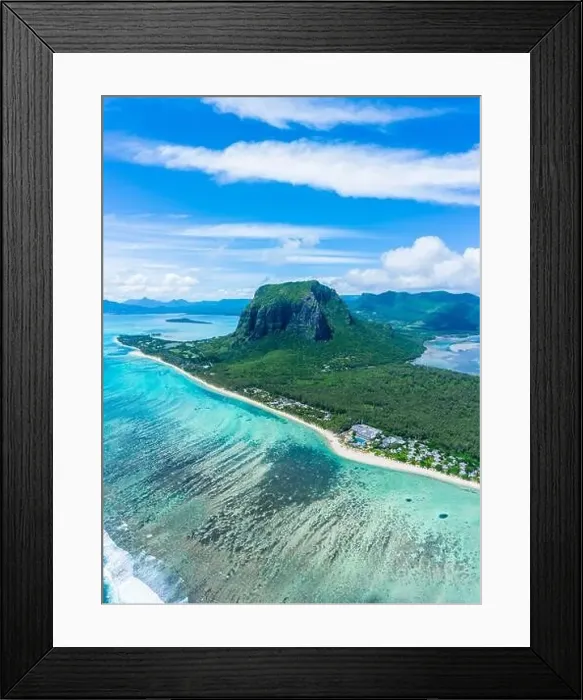 Framed Print : Luxury beach with Le Morne mountain in Mauritius Framed Print : Luxury beach with Le Morne mountain in Mauritius
