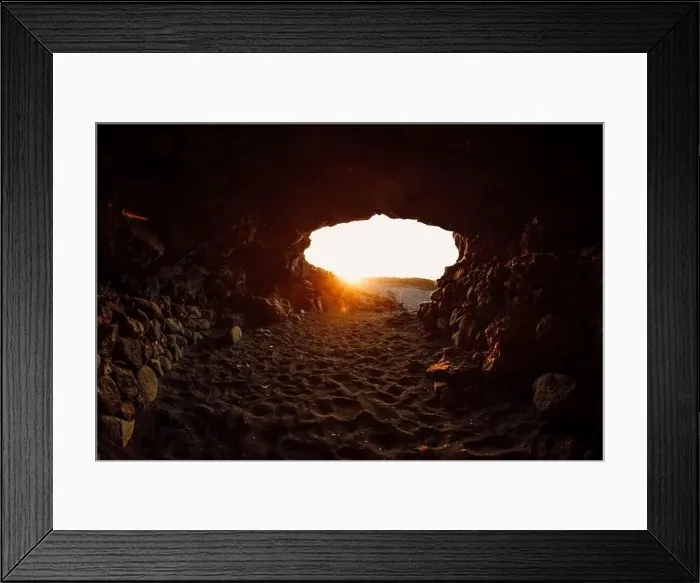 Framed Print : Lava cave and warm sunset light in Lanzarote, Canary Islands Framed Print : Lava cave and warm sunset light in Lanzarote, Canary Islands
