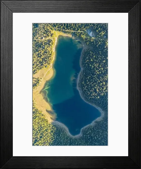 Framed Print : Aerial view of lake and forest from above. Valtellina, Italian Alps Framed Print : Aerial view of lake and forest from above. Valtellina, Italian Alps