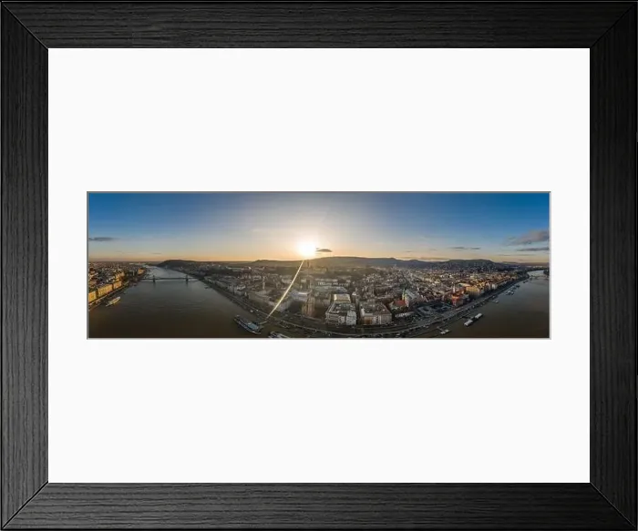 Framed Print : Wide panorama aerial drone view of Fisherman's Bastion on Buda h Framed Print : Wide panorama aerial drone view of Fisherman's Bastion on Buda h