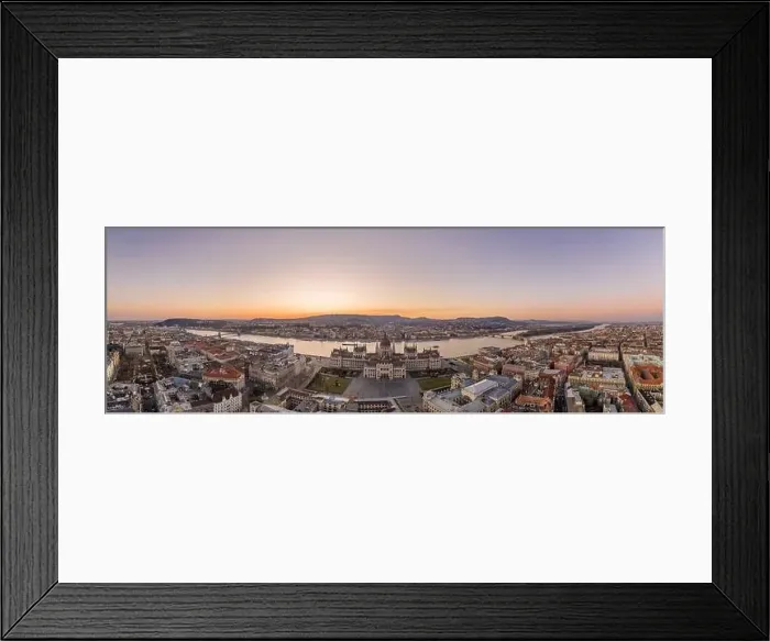 Framed Print : Panoramic aerial drone shot of Hungarian Parliament by Danube ri