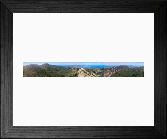 Framed Print : Elba Island, Italy. Amazing aerial view from drone of mountains and landscape Framed Print : Elba Island, Italy. Amazing aerial view from drone of mountains and landscape