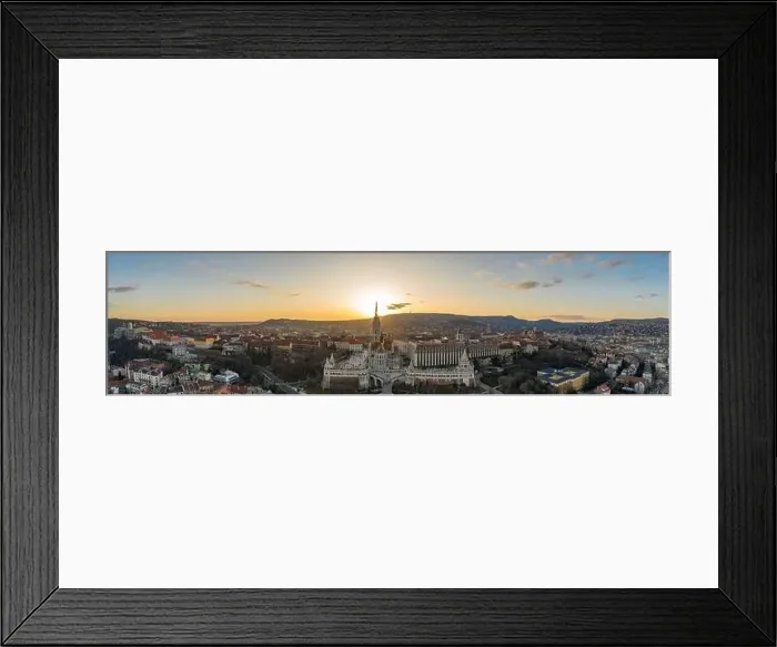 Framed Print : Aerial panorama drone shot of Fisherman's Bastion on Buda Hill in Budapest sunset Framed Print : Aerial panorama drone shot of Fisherman's Bastion on Buda Hill in Budapest sunset