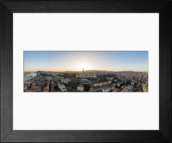 Framed Print : Aerial panorama drone shot of Fisherman's Bastion on Buda Hill in Budapest sunset Framed Print : Aerial panorama drone shot of Fisherman's Bastion on Buda Hill in Budapest sunset