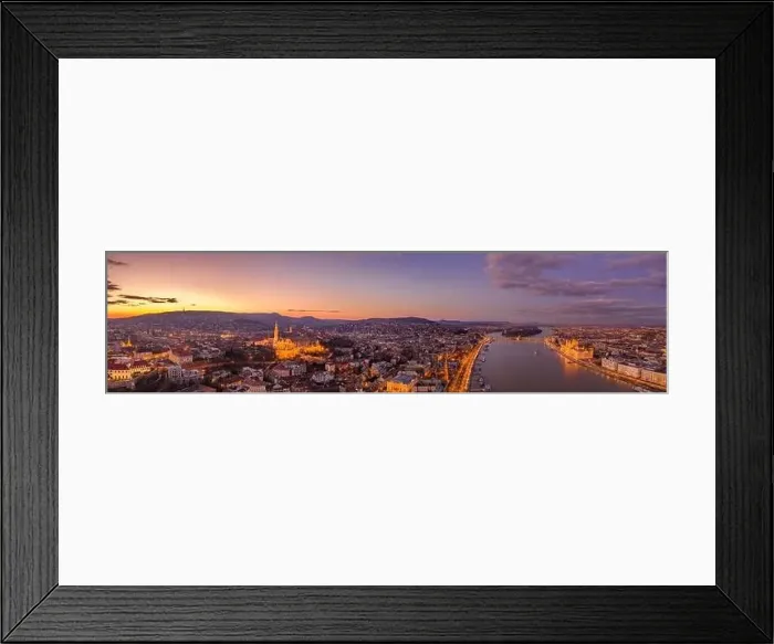 Framed Print : Panoramic aerial drone shot of lighted Matthias Churh Buda castle Fisherman's Bastion by Danube in Budapest sunset Framed Print : Panoramic aerial drone shot of lighted Matthias Churh Buda castle Fisherman's Bastion by Danube in Budapest sunset