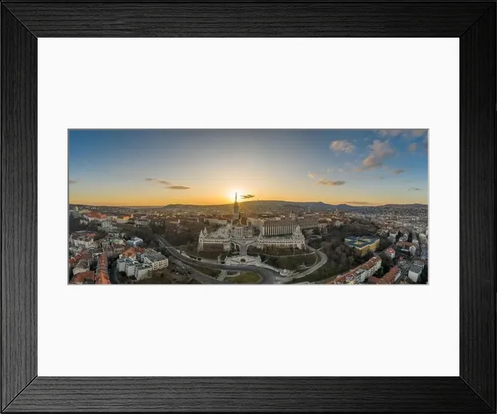 Framed Print : Aerial panorama drone shot of Matthias Church Fisherman's Bastion on Buda Hill in Budapest sunset Framed Print : Aerial panorama drone shot of Matthias Church Fisherman's Bastion on Buda Hill in Budapest sunset