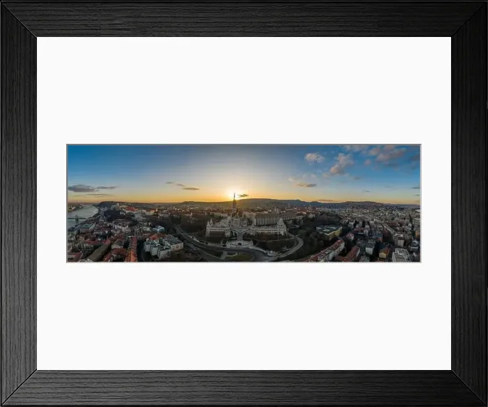Framed Print : Aerial panorama drone shot of Fisherman's Bastion on Buda Hill in Budapest sunset Framed Print : Aerial panorama drone shot of Fisherman's Bastion on Buda Hill in Budapest sunset