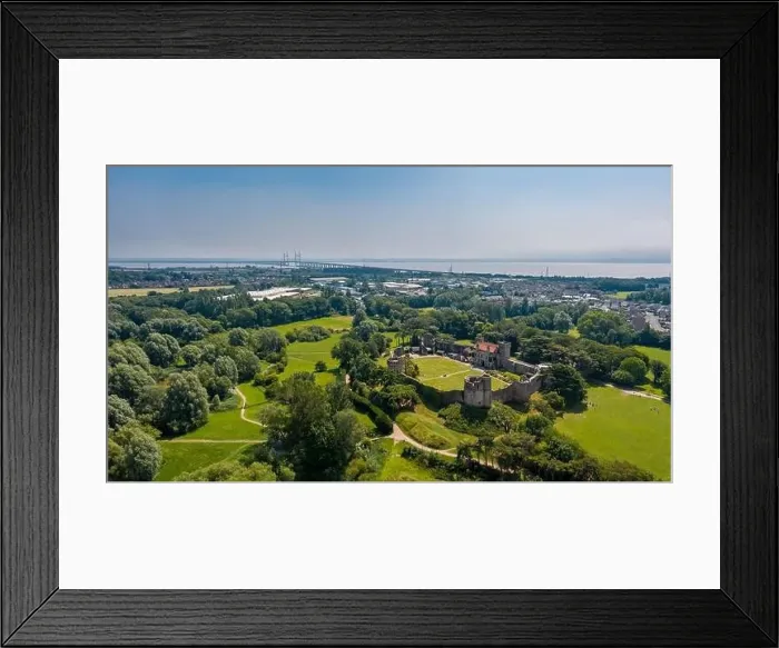 Framed Print : Aerial drone view of the ruins of ancient Caldicot Castle in South Wales, United Kingdom Framed Print : Aerial drone view of the ruins of ancient Caldicot Castle in South Wales, United Kingdom