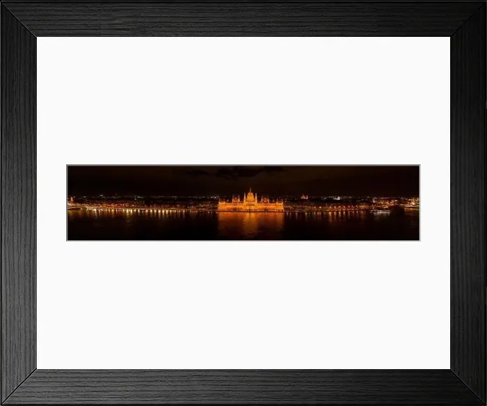 Framed Print : Panoramic aerial drone shot of Hungarian Parliament with lights on during Budapest evening Framed Print : Panoramic aerial drone shot of Hungarian Parliament with lights on during Budapest evening