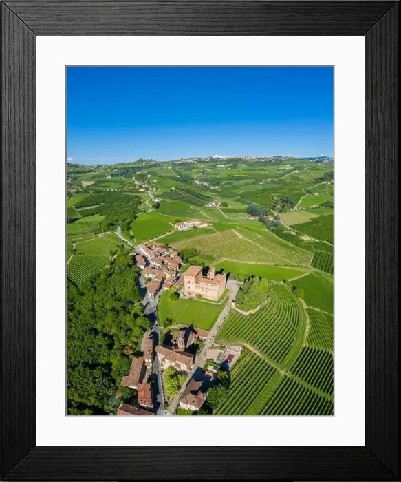 Framed Print : Aerial view of the medieval Castello di Grinzane Cavour. Grinzane Cavour, Langhe, Piedmont, Italy, Europe Framed Print : Aerial view of the medieval Castello di Grinzane Cavour. Grinzane Cavour, Langhe, Piedmont, Italy, Europe
