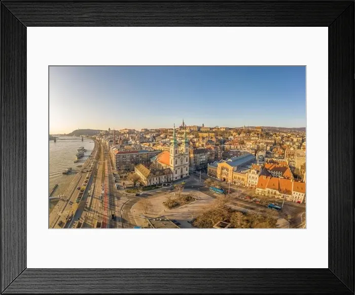 Framed Print : Aerial drone shot of facade of St. Anne Parish church during Budapest sunrise Framed Print : Aerial drone shot of facade of St. Anne Parish church during Budapest sunrise