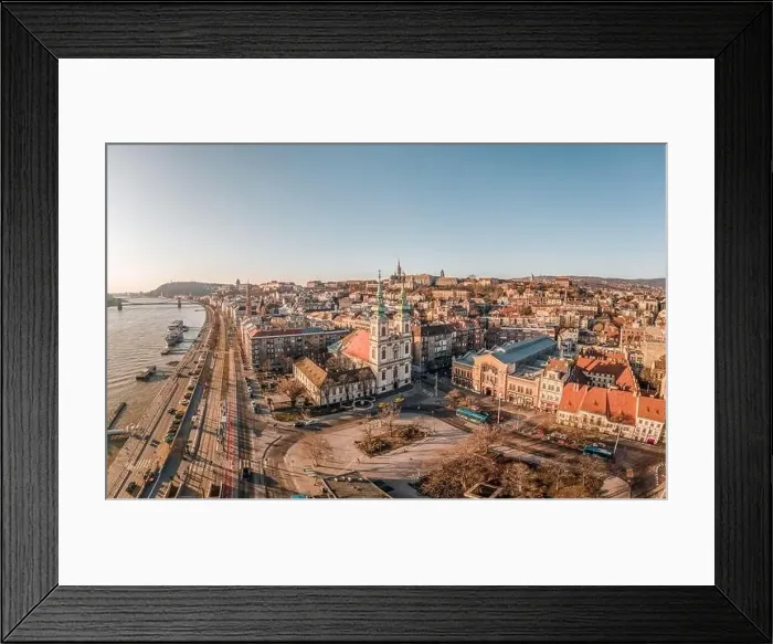 Framed Print : Aerial drone shot of facade of St. Anne Parish church during Budapest sunrise Framed Print : Aerial drone shot of facade of St. Anne Parish church during Budapest sunrise