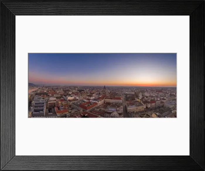 Framed Print : Panoramic aerial drone shot of St. Stephen Basilica at Budapest dawn sunrise in morning Framed Print : Panoramic aerial drone shot of St. Stephen Basilica at Budapest dawn sunrise in morning