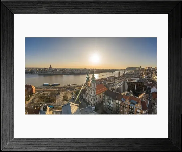 Framed Print : Aerial drone shot of facade of St. Anne Parish church during Budapest sunrise Framed Print : Aerial drone shot of facade of St. Anne Parish church during Budapest sunrise