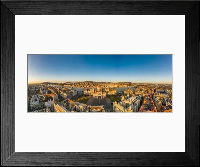 Framed Print : Panoramic Aerial drone shot of east side facade of Hungarian Parliament Kossuth Square during Budapest sunrise Framed Print : Panoramic Aerial drone shot of east side facade of Hungarian Parliament Kossuth Square during Budapest sunrise