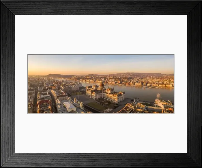 Framed Print : Panoramic aerial drone shot of Hungarian Parliament lights off before sunrise in Budapest dawn Framed Print : Panoramic aerial drone shot of Hungarian Parliament lights off before sunrise in Budapest dawn