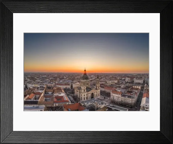 Framed Print : Aerial drone shot of St. Stephen Basilica at Budapest dawn sunrise in morning Framed Print : Aerial drone shot of St. Stephen Basilica at Budapest dawn sunrise in morning
