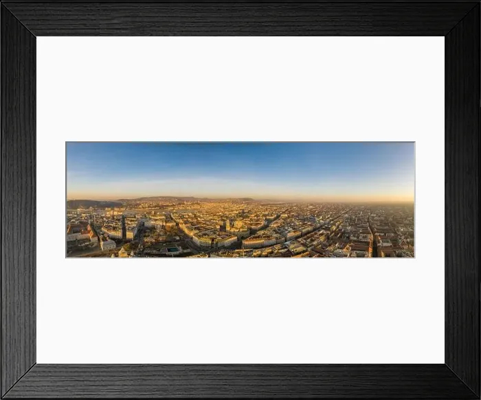 Framed Print : Panoramic aerial drone shot of St. Stephen Basilica at Budapest dawn sunrise in morning