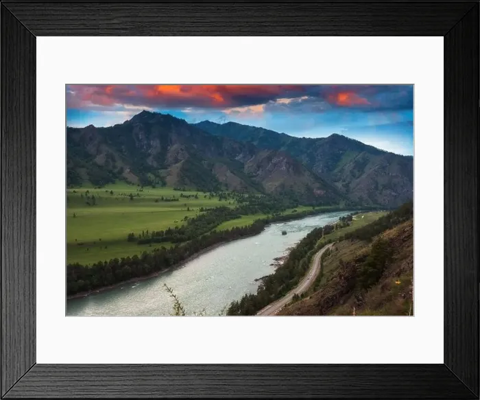 Framed Print : Aerial view of Katun river Framed Print : Aerial view of Katun river