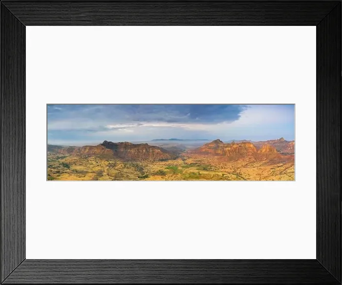 Framed Print : Aerial panoramic by drone of Gheralta Mountains and Dugem, Tigray Region, Ethiopia, Africa Framed Print : Aerial panoramic by drone of Gheralta Mountains and Dugem, Tigray Region, Ethiopia, Africa