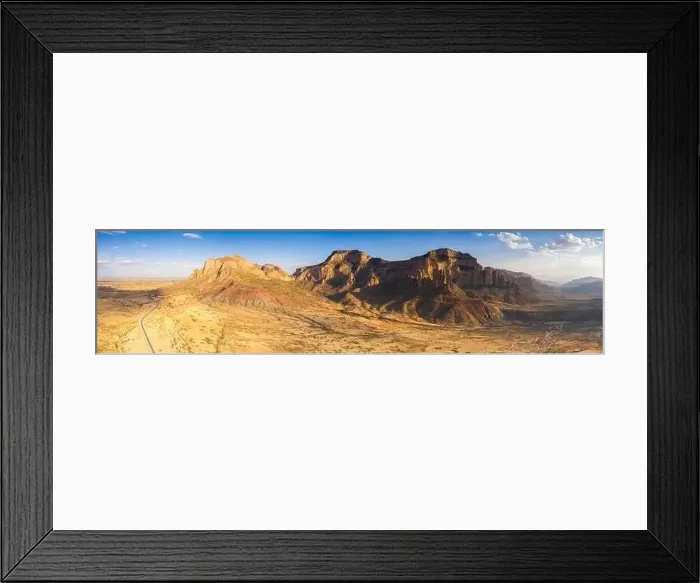 Framed Print : Aerial panoramic by drone of the desert valley at feet of Gheralta Mountains, Hawzen, Tigray Region, Ethiopia, Africa Framed Print : Aerial panoramic by drone of the desert valley at feet of Gheralta Mountains, Hawzen, Tigray Region, Ethiopia, Africa