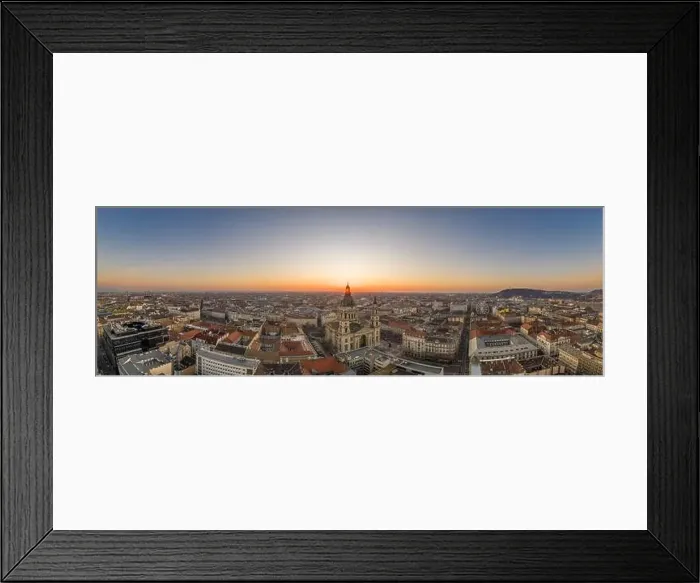 Framed Print : Panoramic aerial drone shot of St. Stephen Basilica at Budapest dawn sunrise in morning Framed Print : Panoramic aerial drone shot of St. Stephen Basilica at Budapest dawn sunrise in morning