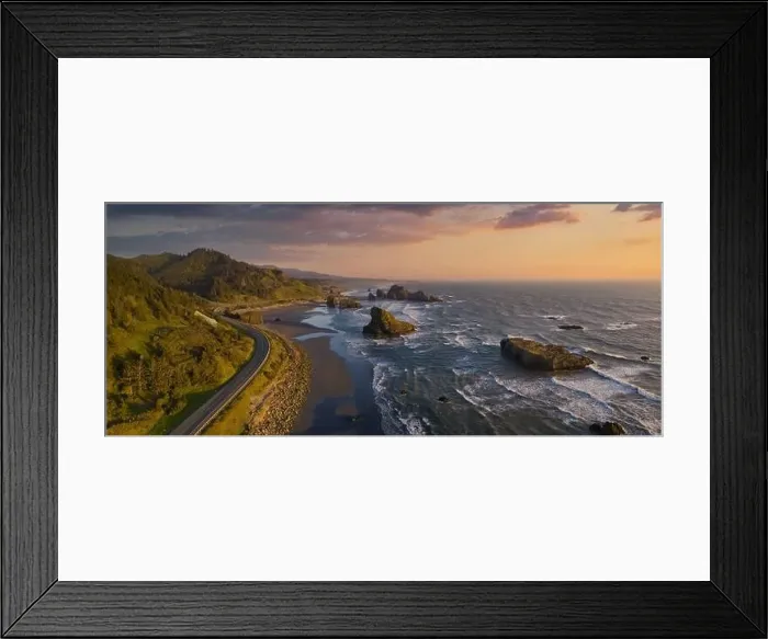 Framed Print : Pacific Highway 101 along the Southern Oregon Coast, aerial drone image Framed Print : Pacific Highway 101 along the Southern Oregon Coast, aerial drone image