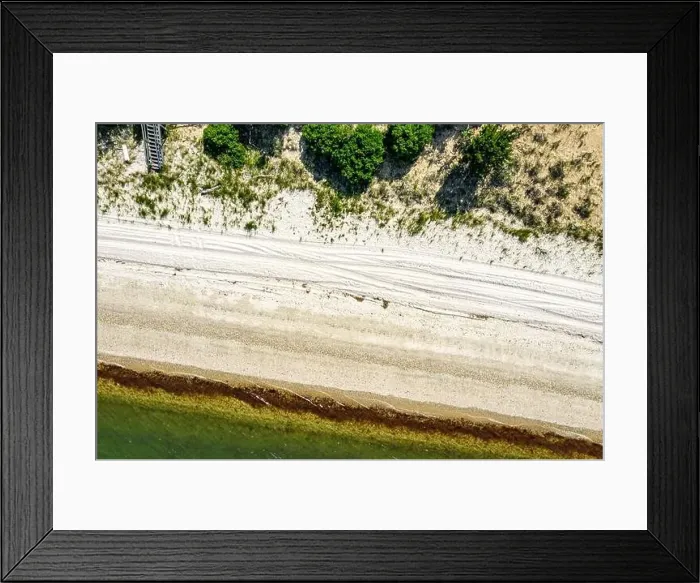 Framed Print : Drone image of a beach in East Hampton, NY